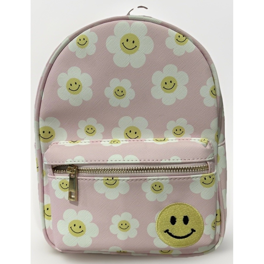 New Underonesky Pink Mini Flower Backpack Smiling‎ Flower emoji Purse Lounge Bag